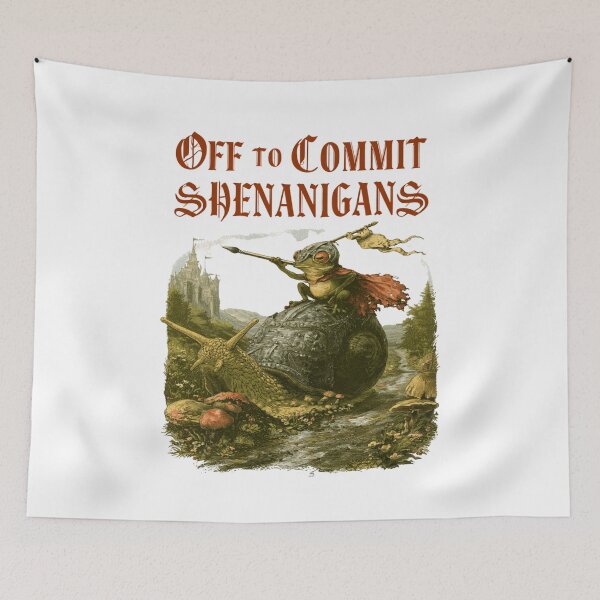 Item preview, Off to Commit Shenanigans Frog - Medieval Knight Meme designed and sold by DyzioSupply.