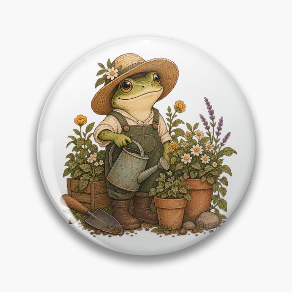 Item preview, Vintage Frog Gardener – Whimsical Botanical Garden Illustration designed and sold by Laila Emy.
