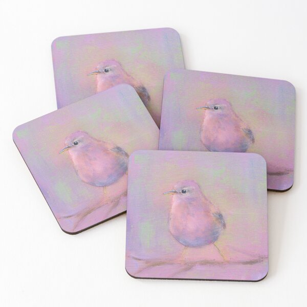 Item preview, Pastel-colored bird on a branch, acrylic painting designed and sold by KarenKaspar.