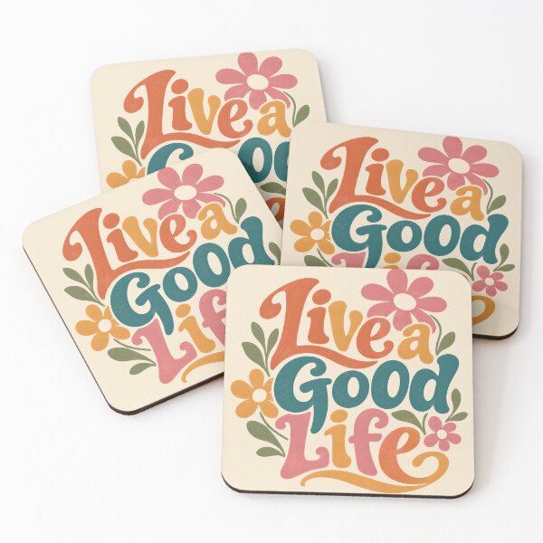Item preview, Live a Good Life – Retro Floral Positivity designed and sold by Stubblejumper Artworks.