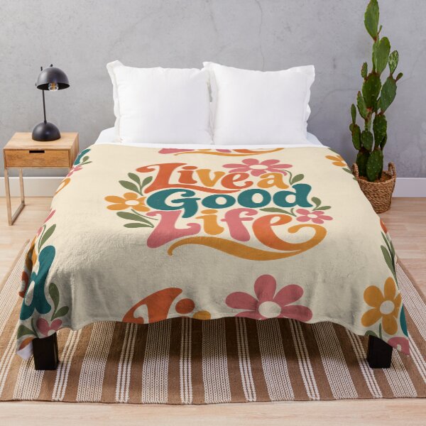 Item preview, Live a Good Life – Retro Floral Positivity designed and sold by Stubblejumper Artworks.