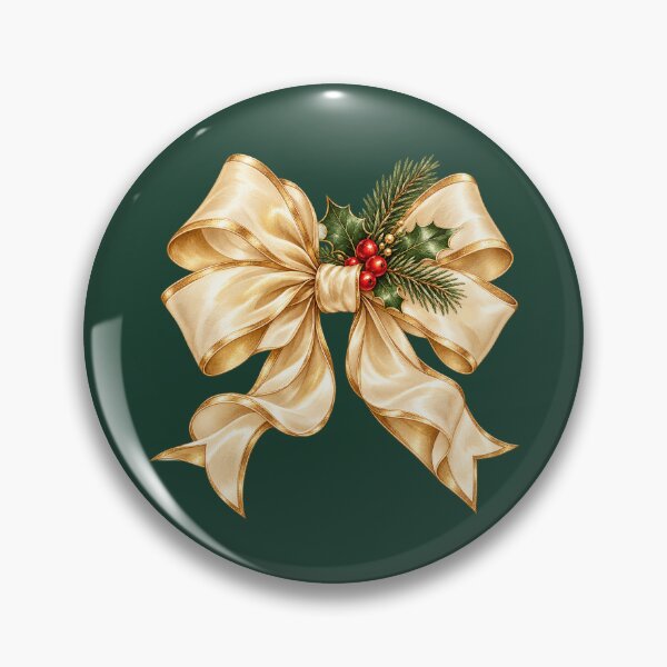Item preview, Champagne Gold Christmas Bow with Red Holly Berries & Evergreen Watercolor designed and sold by AppareIIndustry.