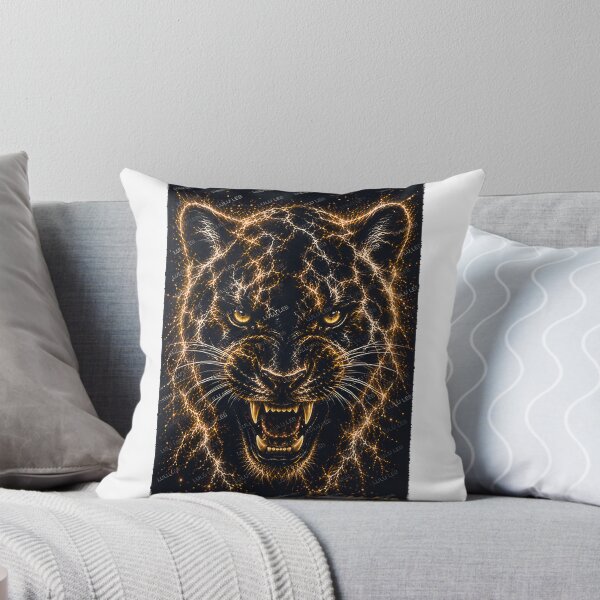 Item preview, Electric Black Panther Glowing Fractal Wildlife Art Untamed Fury Design designed and sold by Xbutterfly.