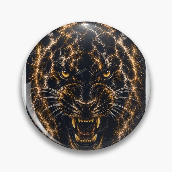 Item preview, Electric Black Panther Glowing Fractal Wildlife Art Untamed Fury Design designed and sold by Xbutterfly.