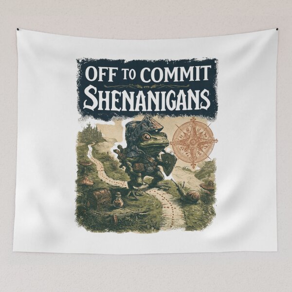 Item preview, Off to Commit Shenanigans Frog - Medieval Knight Meme designed and sold by DyzioSupply.