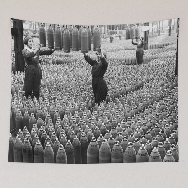 Item preview, The Canary Girls, Women workers with munition bomb shells in Chilwell, England filling factory 1917  designed and sold by Astrid Arkhangelsky.