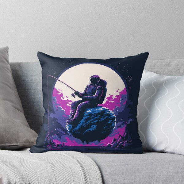 Item preview, Astronaut Fishing Tiny Asteroid Purple Space Art designed and sold by QuantumQGear.