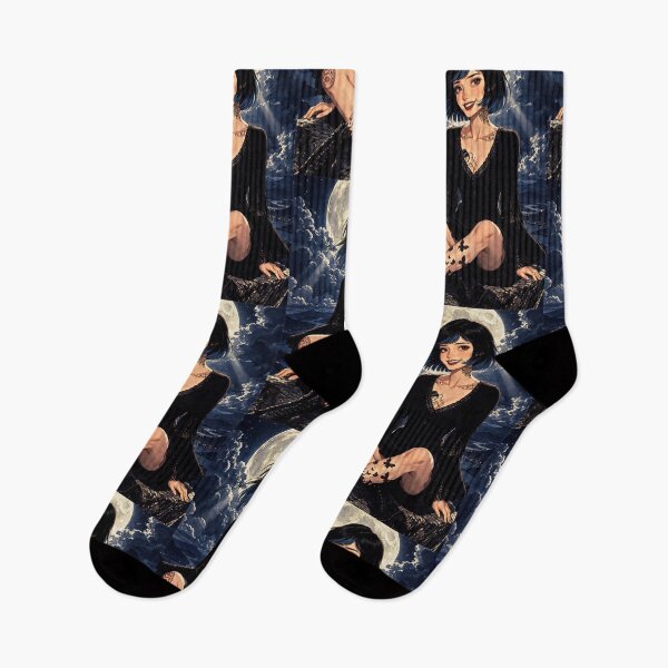 Item preview, Full Moon Night Cliff Boho Goth Tattoo Anime Girl Art    designed and sold by Hen-C-Art.