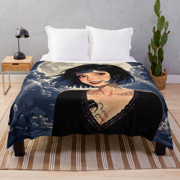 Item preview, Full Moon Night Cliff Boho Goth Tattoo Anime Girl Art designed and sold by Hen-C-Art.