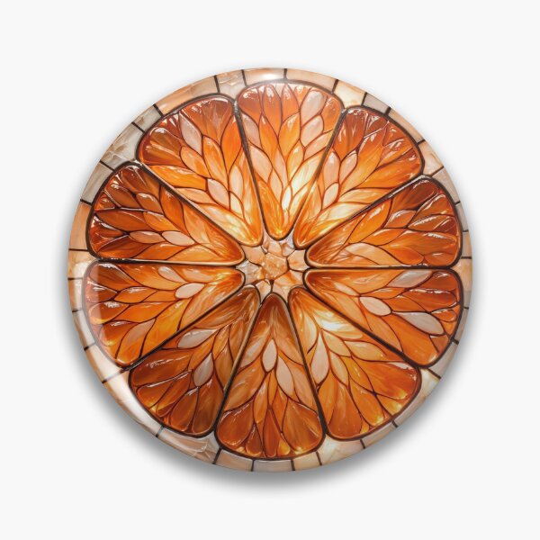 Item preview, Stained Glass Orange Slice | Orange Monochrome Mosaic Tile Art designed and sold by Robert Lucio.