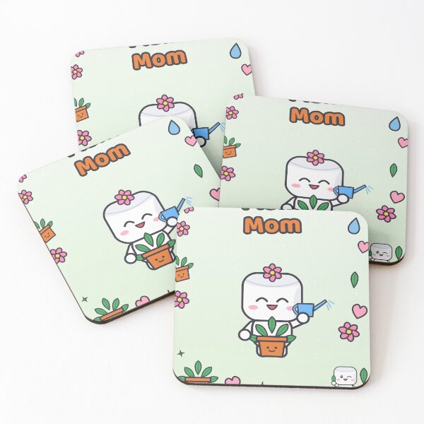 Item preview, Plant Mom - Cute Marshmallow Pip with a Happy House Plant and Watering Can designed and sold by BiMood.