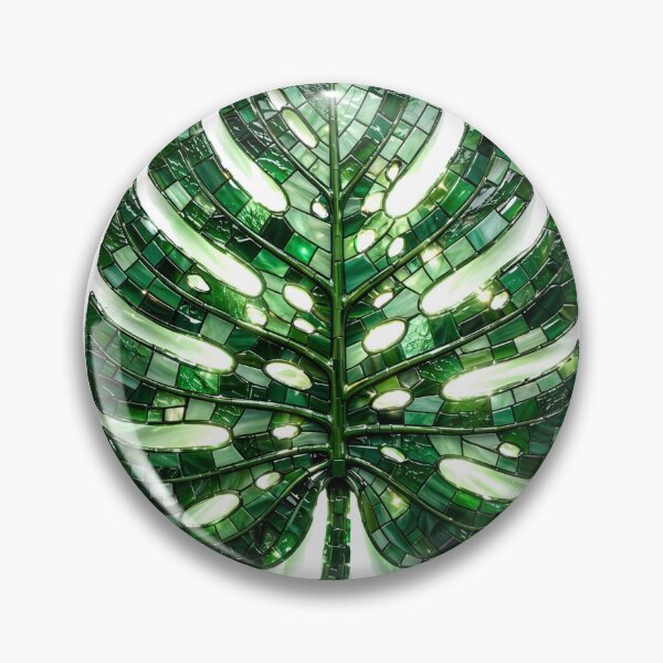 Item preview, Stained Glass Monstera Leaf | Green Monochrome Mosaic Tile Art designed and sold by Robert Lucio.