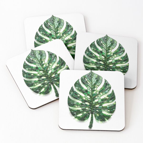 Item preview, Stained Glass Monstera Leaf | Green Monochrome Mosaic Tile Art designed and sold by Robert Lucio.