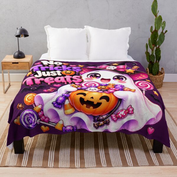 Item preview, Cute Witch Ghost No Tricks Just Treats Halloween designed and sold by M. Mamdouh Artworks.