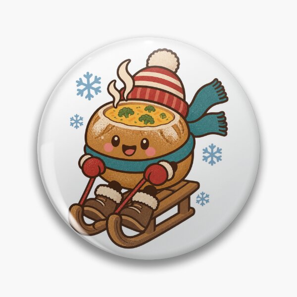Item preview, Cute Bread Bowl Soup Sledding – Kawaii Winter Broccoli Cheddar designed and sold by OMARFIRAS.