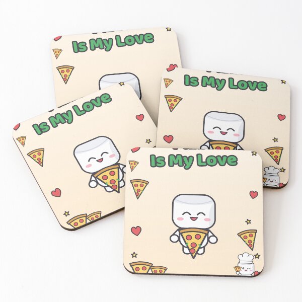 Item preview, Pizza Is My Love - Cute Marshmallow Pip Hugging a Pizza Slice designed and sold by BiMood.