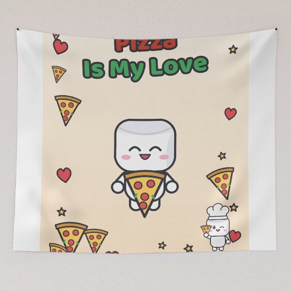 Item preview, Pizza Is My Love - Cute Marshmallow Pip Hugging a Pizza Slice designed and sold by BiMood.