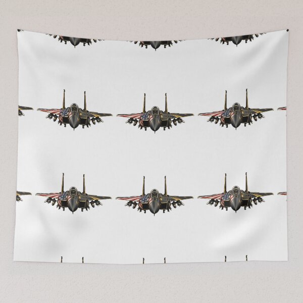 Item preview, F-15E Strike Eagle American Flag Fighter Jet Front View Black Gold Aircraft designed and sold by IRON WINGS /USAF.