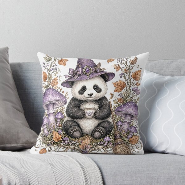 Item preview, Witchy Cottagecore Panda with Magical Mushrooms Watercolor designed and sold by MFMart.