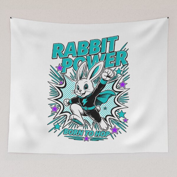 Item preview, Rabbit Power Superhero Bunny Comic Art designed and sold by BAAKSHOP.
