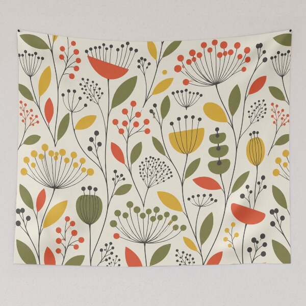 Item preview, Meadow Mobiles – Mid-Century Botanical Design in Mustard & Olive designed and sold by Paper-Pickle.