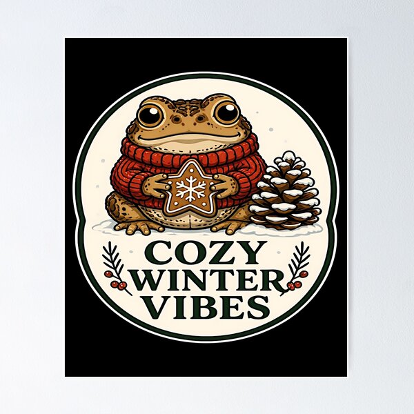 Item preview, Cozy Winter Vibes Funny Christmas Cottagecore Toad designed and sold by PozivoPlus.