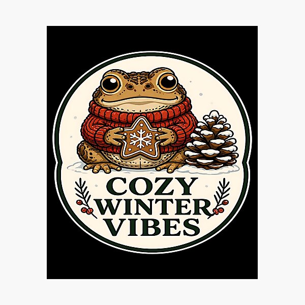 Item preview, Cozy Winter Vibes Funny Christmas Cottagecore Toad designed and sold by PozivoPlus.