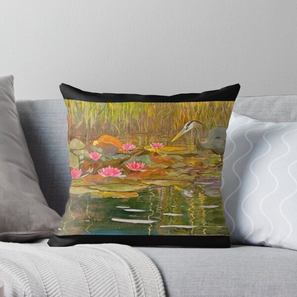 Item preview, Great Blue Heron in Water Lily Pond Fine Art Painting designed and sold by Carlos Taylor.