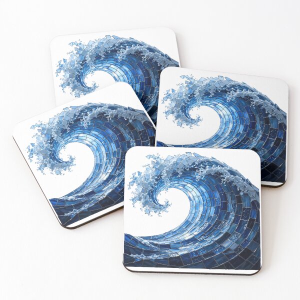 Item preview, Stained Glass Ocean Wave | Blue Monochrome Mosaic Tile Art designed and sold by Robert Lucio.