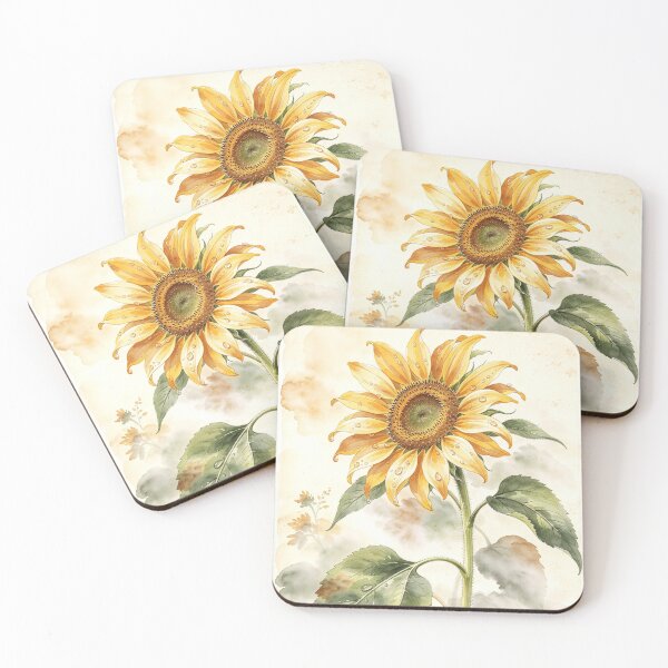 Item preview, Vintage Sunflower (Helianthus annuus) Watercolor  designed and sold by EduMaru_Arts.