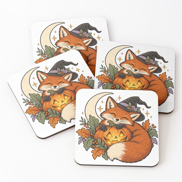 Item preview, Cozy Witch Fox with Glowing Pumpkin designed and sold by NewAgeNexus.