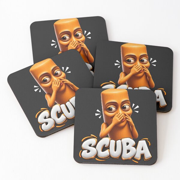 Item preview, Scuba Wood Character Covering Mouth Funny Meme Style Orange Black designed and sold by Pliable.
