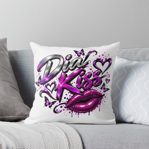 Item preview, Dia Kiss – Chrome Lettering, Glossy Magenta Lips & Butterflies designed and sold by DansCreations42.