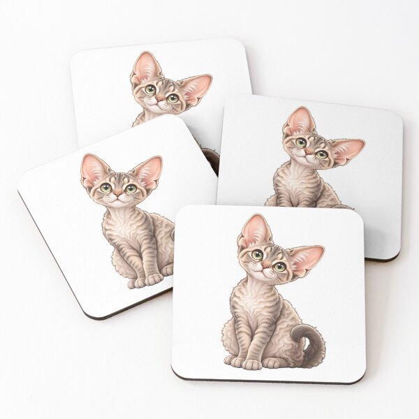 Item preview, Cream Devon Rex Cat with Green Eyes – Cream Devon Rex Cat with Green Eyes designed and sold by Va Comprendre.