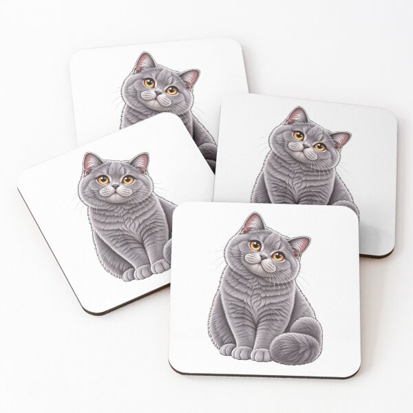 Item preview, Grey British Shorthair Cat with Amber Eyes designed and sold by Va Comprendre.