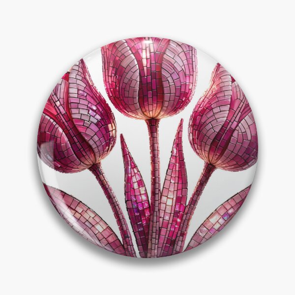 Item preview, Stained Glass Tulips | Pink Monochrome Mosaic Tile Art designed and sold by Robert Lucio.