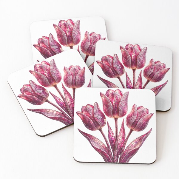 Item preview, Stained Glass Tulips | Pink Monochrome Mosaic Tile Art designed and sold by Robert Lucio.