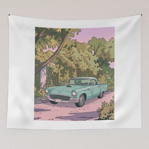 Item preview, 1957 Ford Thunderbird Retro Anime Aesthetic Classic American Car Art designed and sold by Motorline44.
