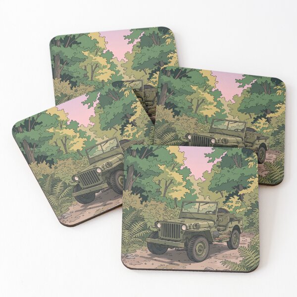 Artikelvorschau, Jeep Willys MB Retro-Anime-Ästhetik Klassisches Militär 4x4 Offroad-Kunst entworfen und verkauft von Motorline44.