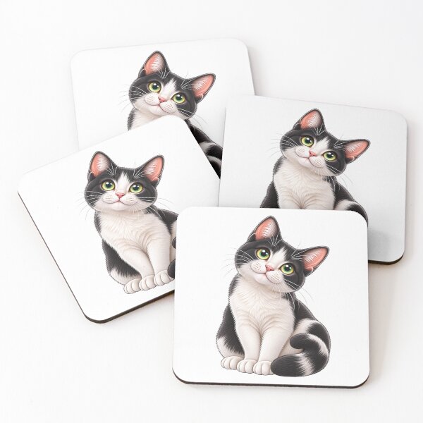 Item preview, Black and White Cat with Green Eyes – Black and White Cat with Green Eyes designed and sold by Va Comprendre.