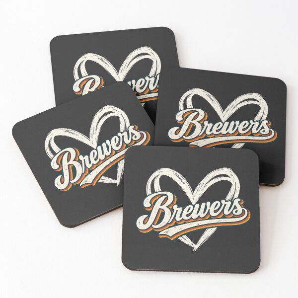 Item preview, Brewers Heart Retro Script Navy Gold Orange Vintage Team Love designed and sold by Pliable.