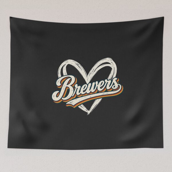 Item preview, Brewers Heart Retro Script Navy Gold Orange Vintage Team Love designed and sold by Pliable.