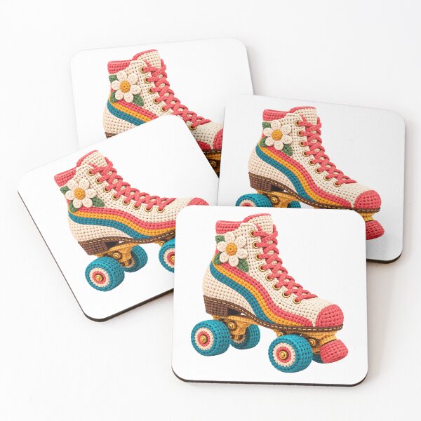 Item preview, Crochet Retro Roller Skate – Colorful Vintage Roller Skating designed and sold by Digital Culture Studio.