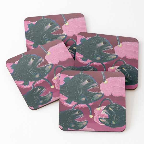 Item preview, Anglerfish Flying in Pink Sky Surreal Painting designed and sold by jennellvidrin.