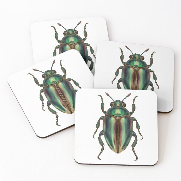 Item preview, Iridescent Emerald Jewel Beetle Illustration designed and sold by FollynFlourish.