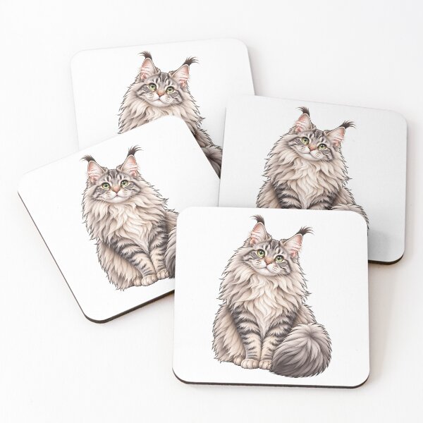 Item preview, Adorable Gray and White Maine Coon – Cute Gray and White Maine Coon Cat designed and sold by Va Comprendre.