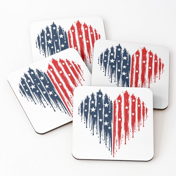 Item preview, American Flag Dripping Heart | Patriotic Red White and Blue Art designed and sold by Paper Drip.