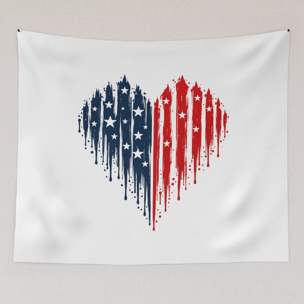 Item preview, American Flag Dripping Heart | Patriotic Red White and Blue Art designed and sold by Paper Drip.