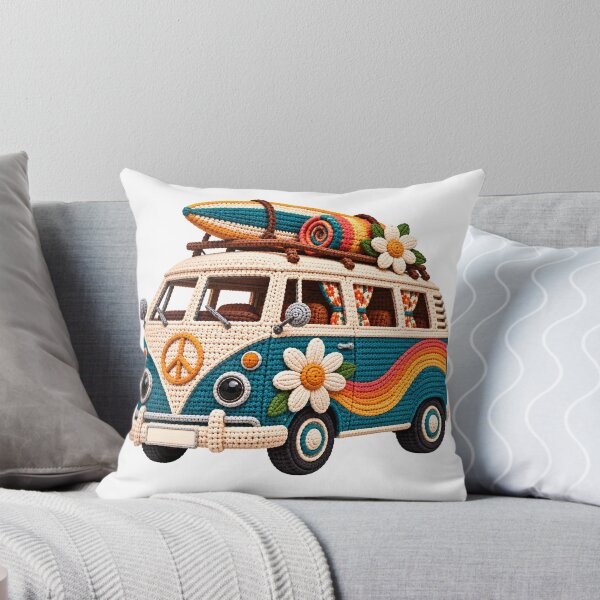 Item preview, Crochet Camper Van – Retro Hippie Surf Bus & Road Trip Art designed and sold by Digital Culture Studio.