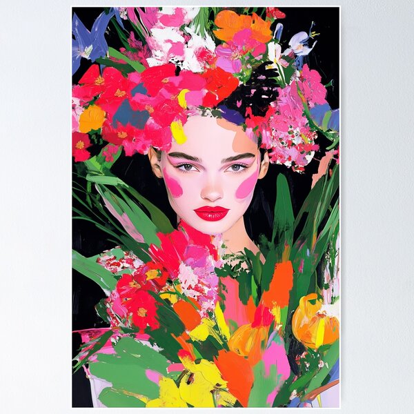 Item preview, Colorful Floral Woman Portrait designed and sold by Verademacedoart.
